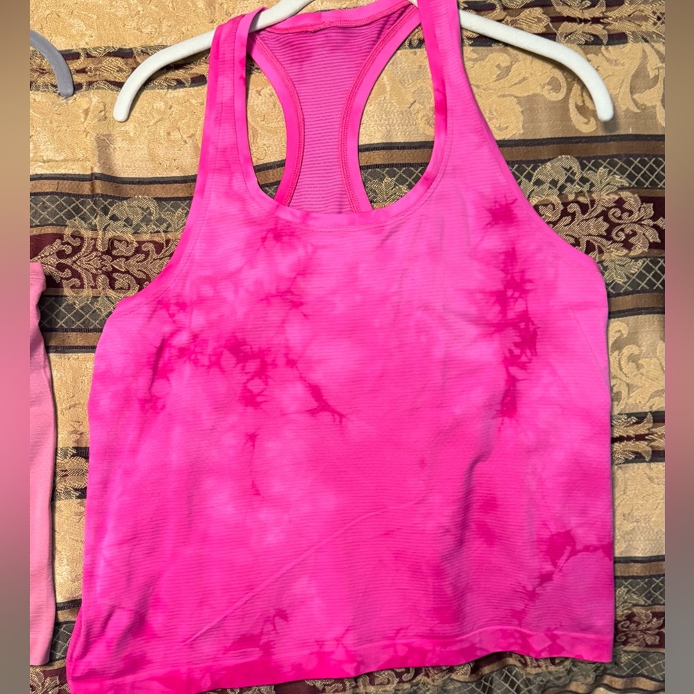 Lululemon Sonic Pink Tie Dye Swiftly Tech Tank Size 12